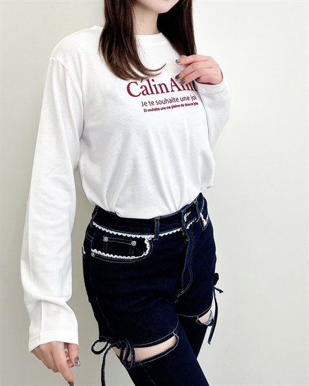 【10／14 2時までの限定価格】シンプルフロッキーロゴロングTシャツ