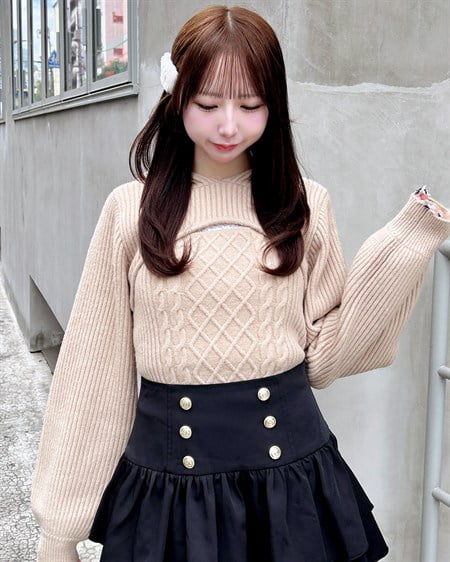 【WEB限定】デコルテオープンパーカーニット