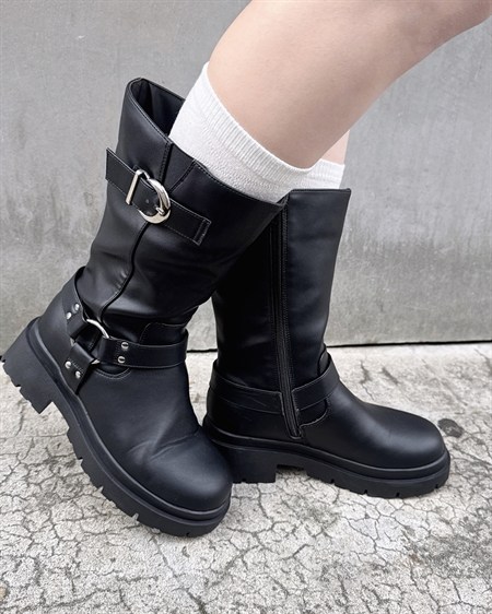 【10／28 2時までの限定価格】インヒール厚底バイカーブーツ