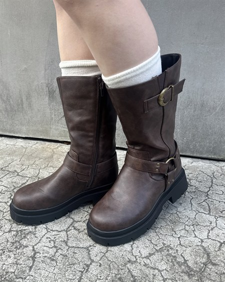 【10／28 2時までの限定価格】インヒール厚底バイカーブーツ