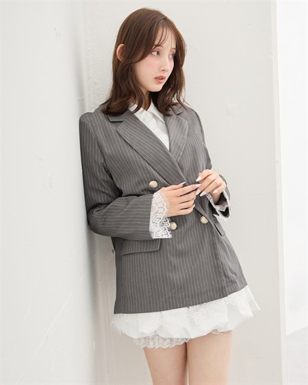 【WEB限定】【11／4 2時までの限定価格】レースフリルテーラードジャケット