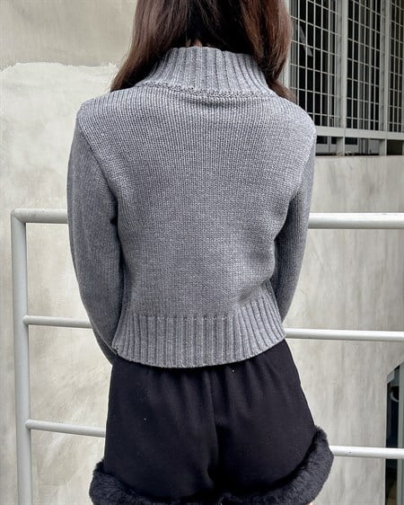 INGNI(イング) ナポレオンスタンドWジップニットカーディガン チャコールグレー