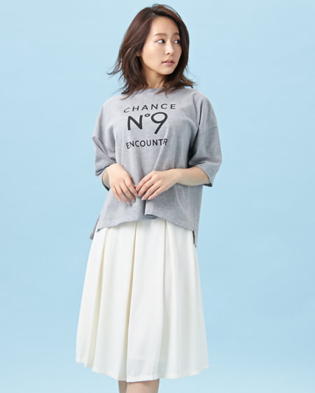 INGNI(イング) 肉厚天竺ワイド／ロゴTシャツ ｸﾞﾚｰ