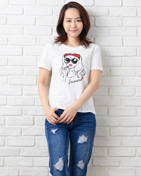 INGNI(イング) レトロガール／Tシャツ ｵﾌﾎﾜｲﾄ