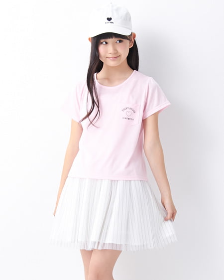INGNI First(イング ファースト) ポケ付Tシャツ＋柄チュールスカート／SET ピンク