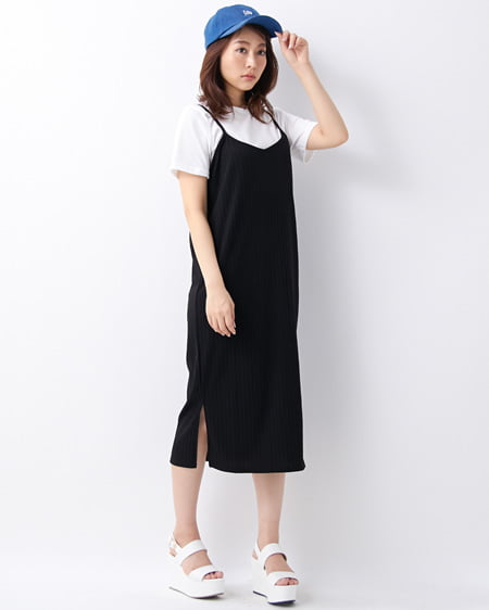 INGNI(イング) ワイドリブキャミワンピース＋Tシャツ／SET ｸﾛ