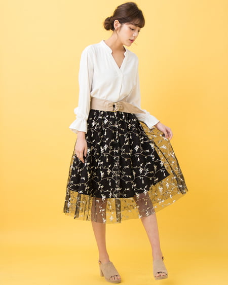 【GOLDEN 】アプリーケイドゥ gabardine ミディ スカート メタリックプリーツミディスカート | 【FOREVER 21 JAPAN