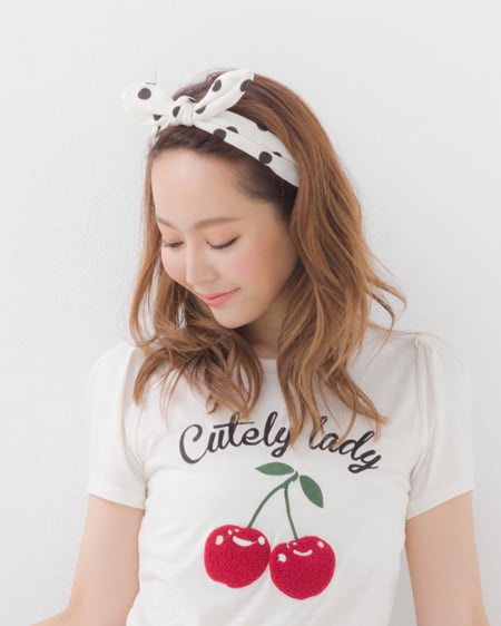 コーディネート チェリー/Tシャツ,ハイウエストギャザーフレア