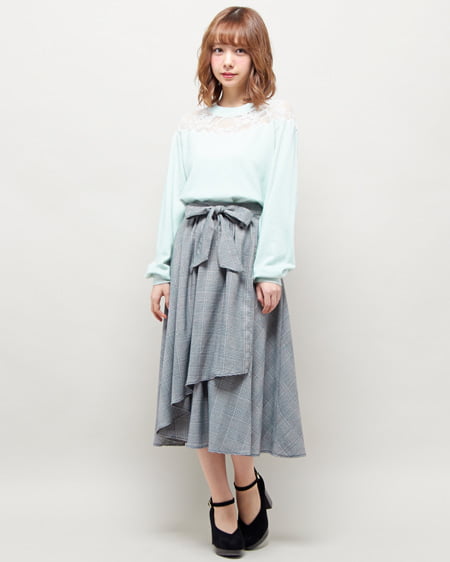 INGNI(イング) サッシュ付グレンチェックラップスカート - M - グレンチェック