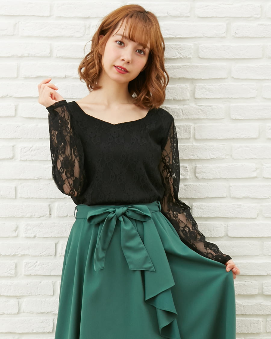総レースハートネックトップス長袖|INGNI(イング) 公式通販|INGNI STORE 長袖 トップス ハート レース M