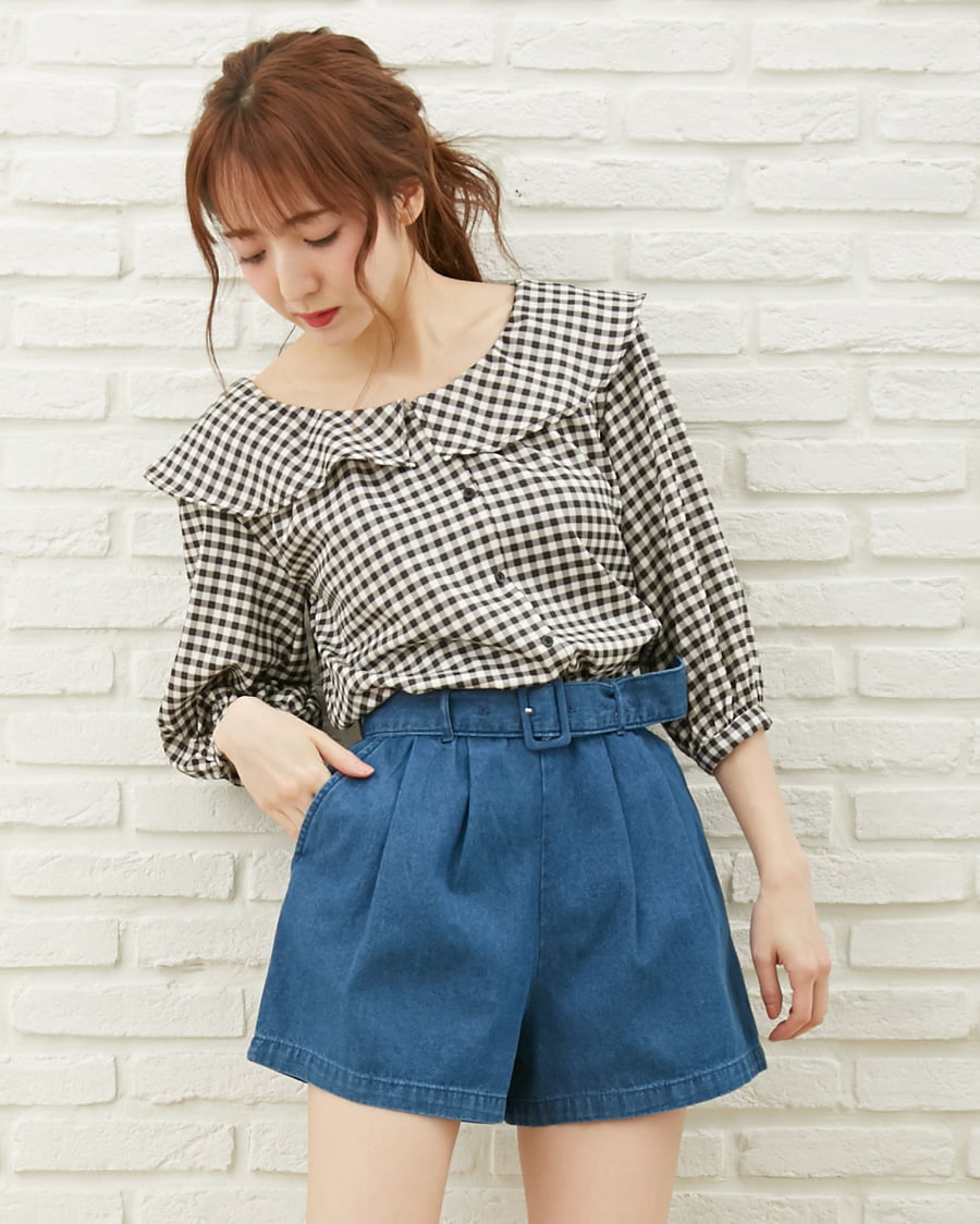 18%OFF】 Mサイズ デニムショートパンツ INGNI ゴム有り インディゴ Mサイズ デニムショートパンツ INGNI ゴム有り インディゴ