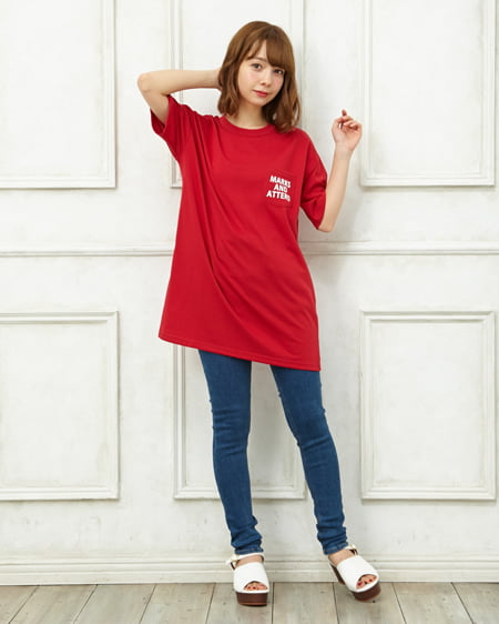 INGNI（イング） バックロゴBIGチュニックTシャツ ｱｶ