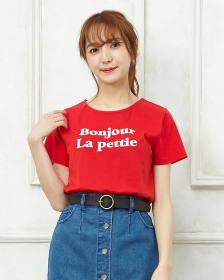 INGNI(イング) BonjourロゴTシャツ ｱｶ