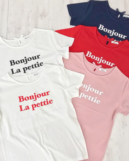 INGNI（イング） BonjourロゴTシャツ ｵﾌﾎﾜｲﾄ/ｱｶ