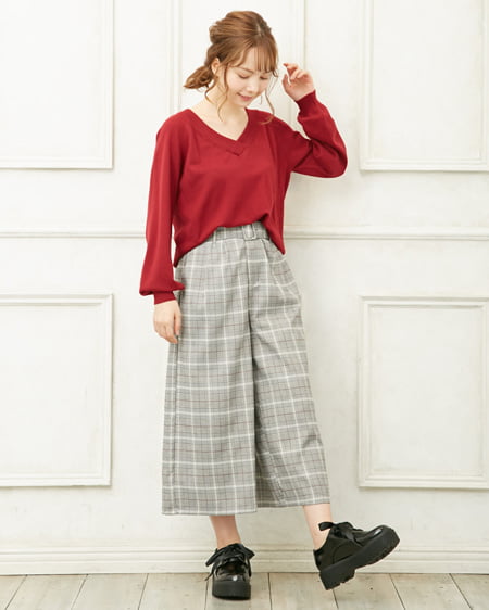 コーディネート Ingni Store限定セット 重ねvネックニット グレンチェックガウチョパンツ Set Ingni イング 公式通販 Ingni Store イングストア