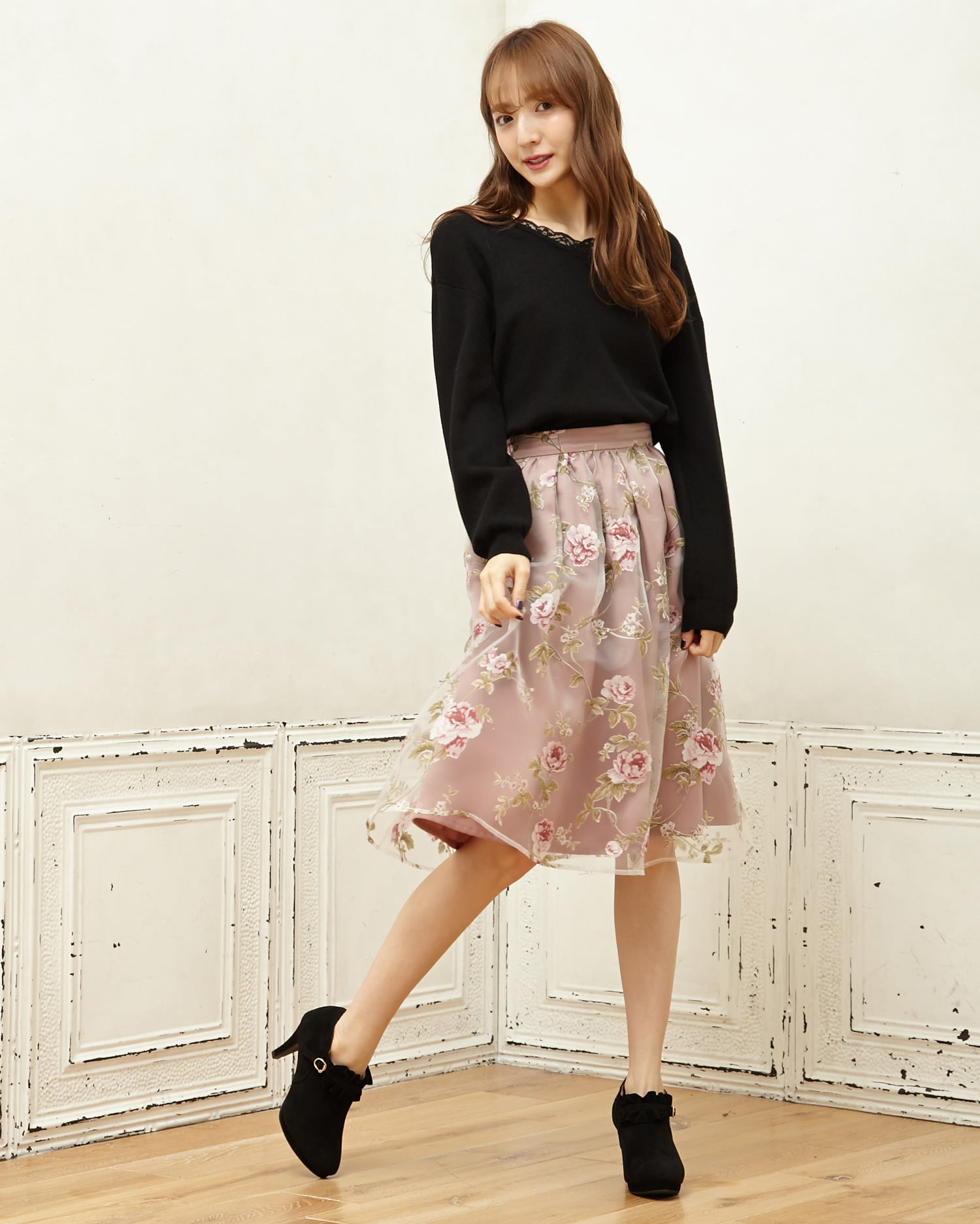 アラマンダ　ニットカーデ,花柄スカート【38】 花柄ニットカーデ｜allamanda(アラマンダ) 公式通販｜INGNI STORE
