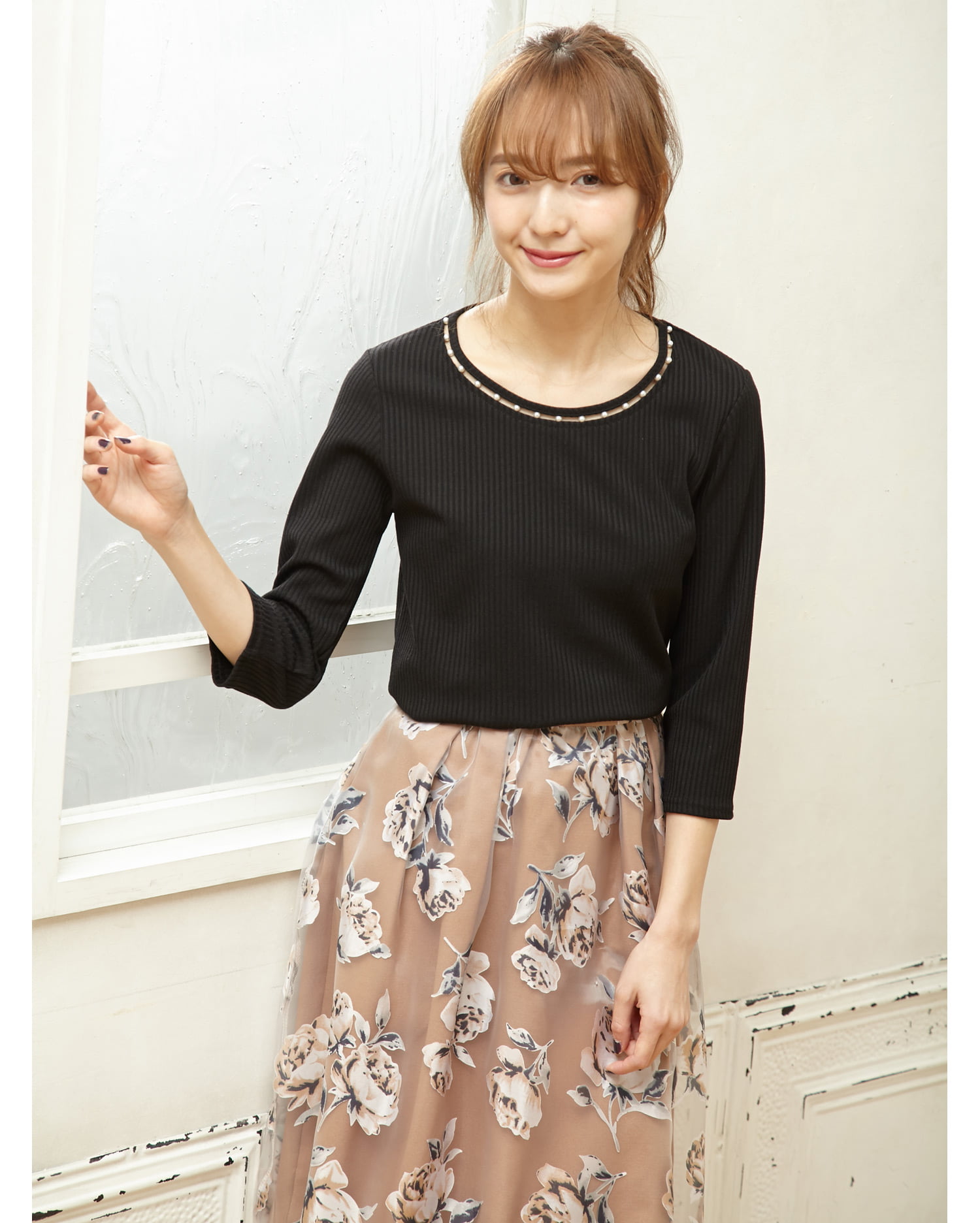 eimyistoire 花柄スカート　ベージュ フラワーモチーフミニスカート