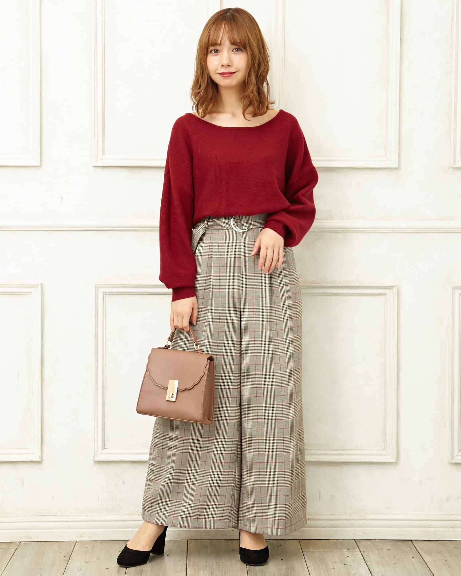 新品 donoban hichan サイドベルトワイドパンツ ロング ブラック