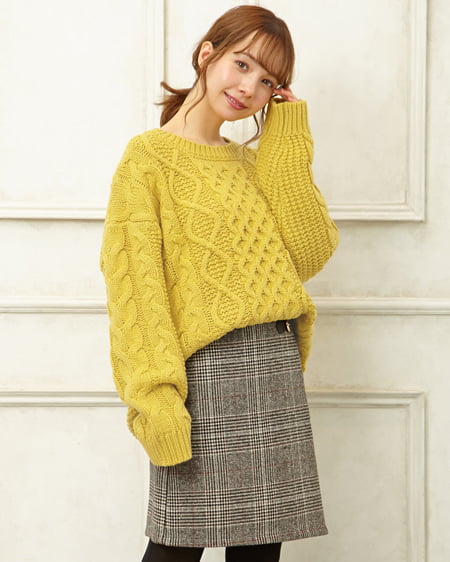 INGNI(イング) グレンチェックサイドベルト/台形スカート グレー/チェック