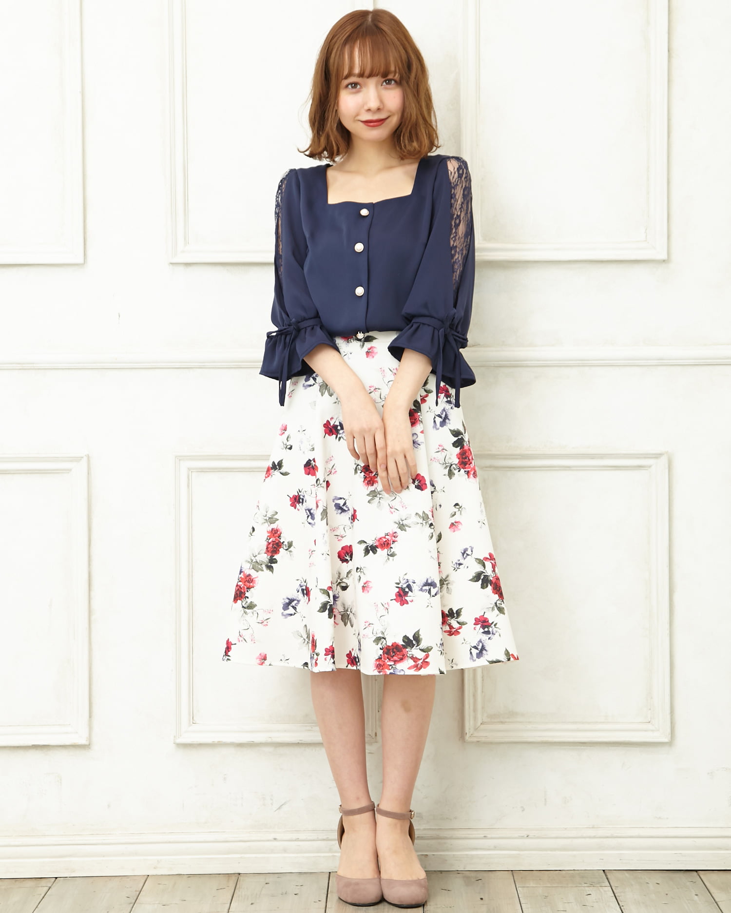 送料込/関税込■ROTATE■花柄アップリケミディスカート 花柄ミディ／スカート／A｜INGNI(イング) 公式通販｜INGNI STORE