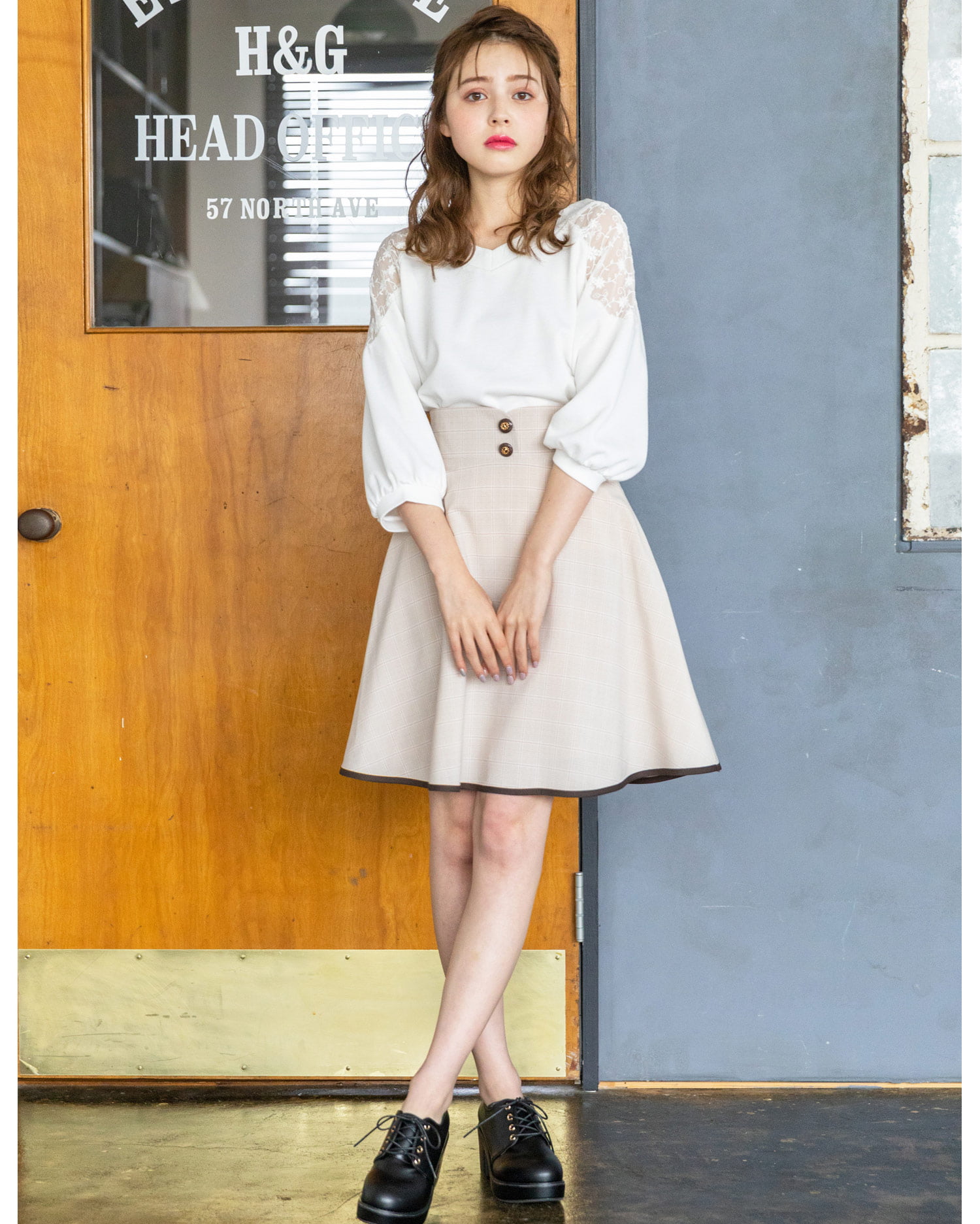 BACKレースUPチェック柄／フレアスカート｜INGNI(イング) 公式