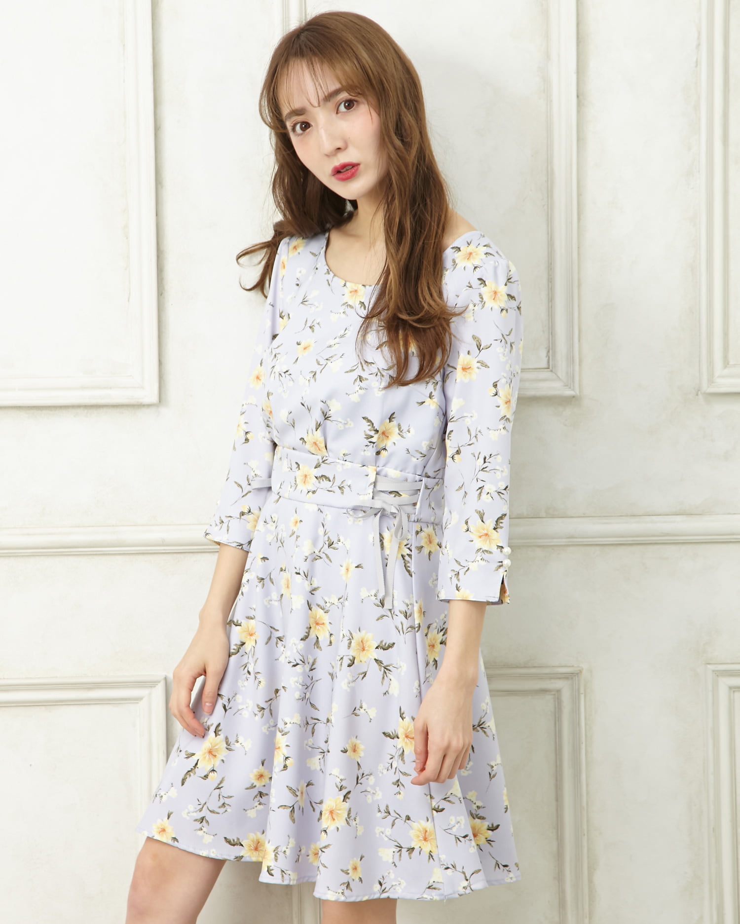 袖レースUPオフタートルニットワンピース｜allamanda(アラマンダ