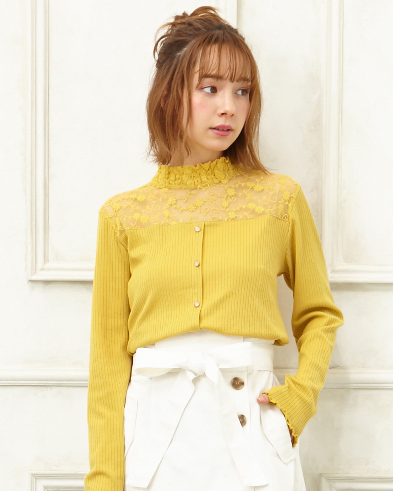 アイレネ - IRENE | Silk Linen Knit Tops-Charcoal Gray-36の