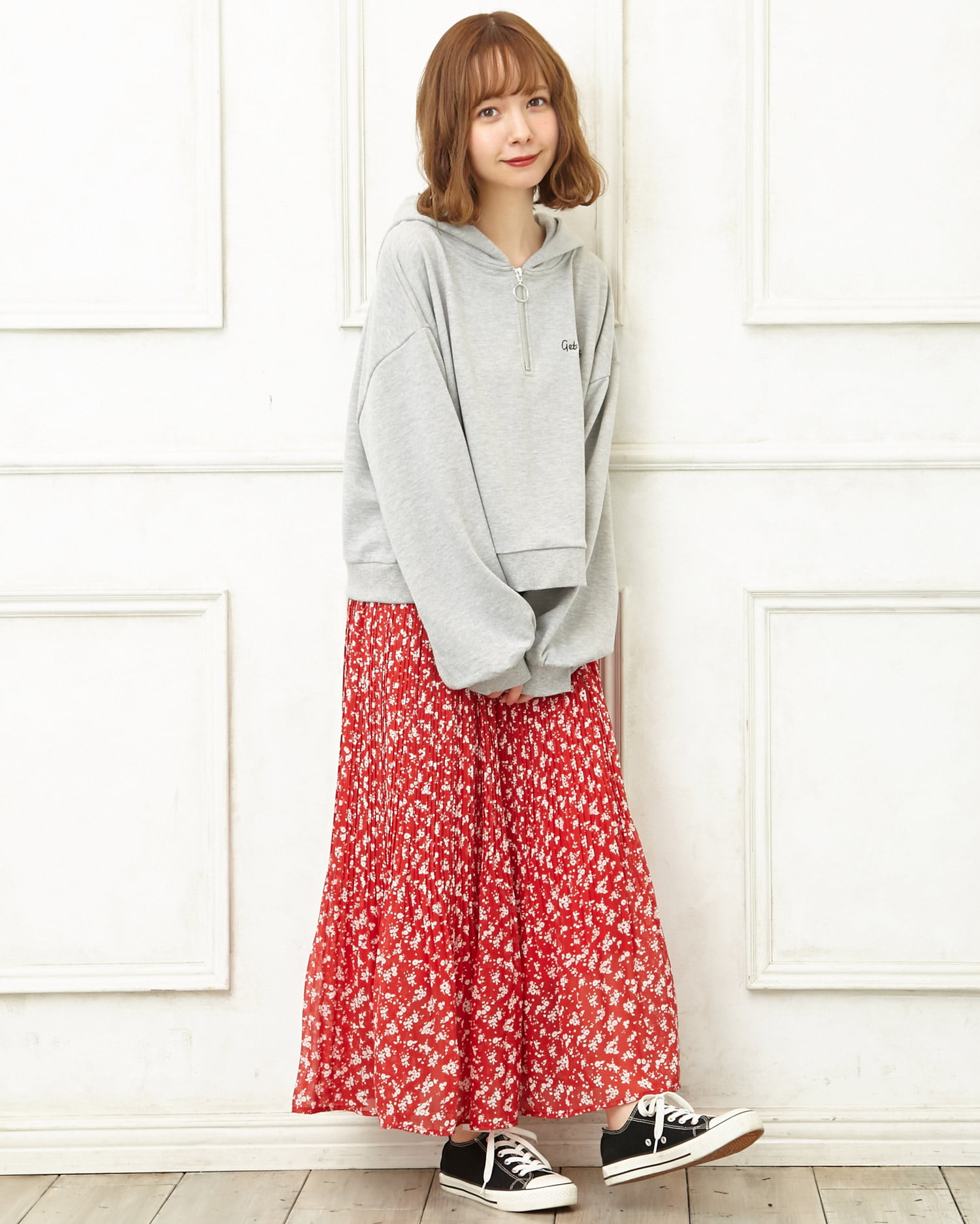 単色花柄シフォンプリーツ／スカート｜INGNI(イング) 公式通販