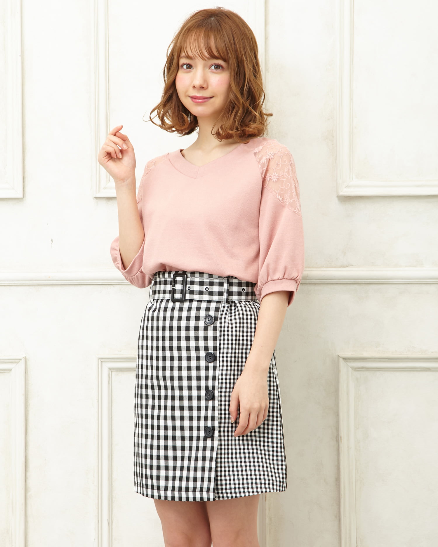 台形　ホワイト　Sサイズ　スカート　ラインアップ 柄切替台形／スカート｜INGNI(イング) 公式通販｜INGNI STORE