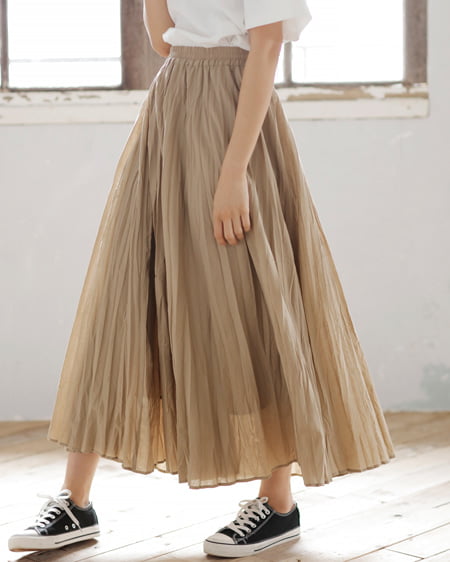 INGNI(イング) コットンワッシャーロング／スカート ﾍﾞｰｼﾞｭ