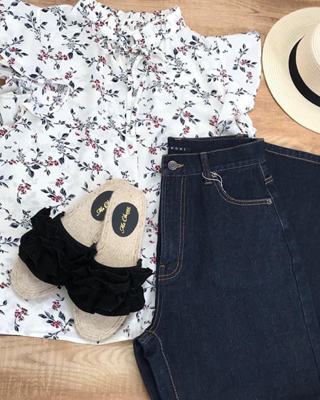 INGNI（イング） 2Way花柄ハイネックフリル／ブラウス ｱｲﾎﾞﾘｰ