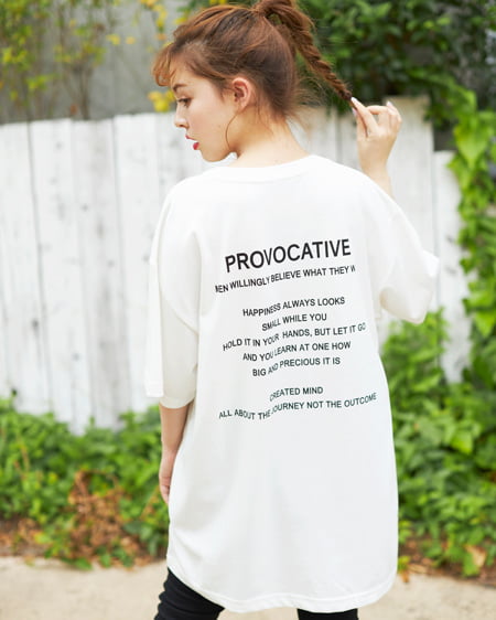 INGNI(イング) モノクロ転写チュニックTシャツ オフホワイト