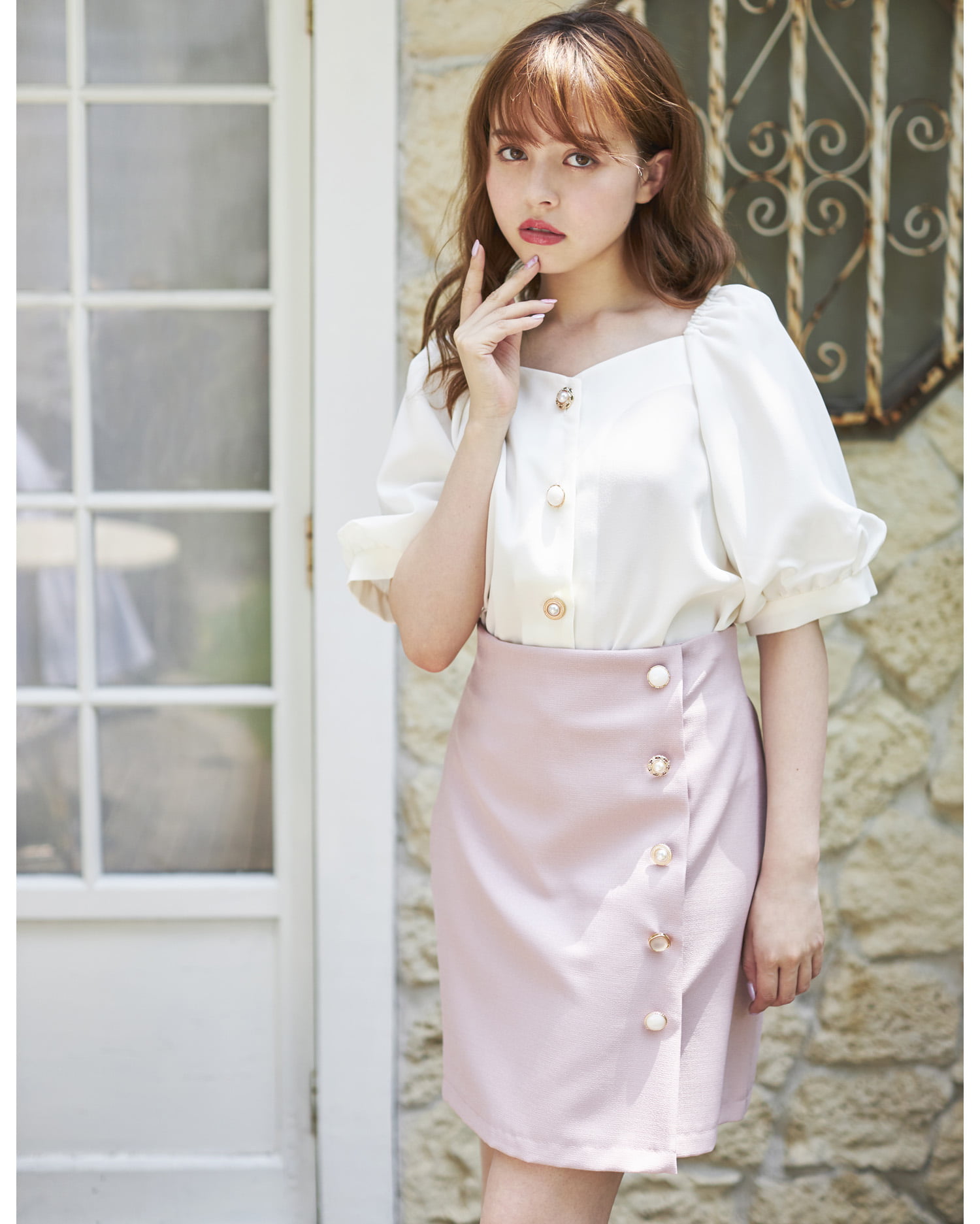 イエナ／新品！透けないしっかり生地／スクエアネック×ブラウス ピンクベージュ 6/7頃入荷予定 スクエアネックワッフルカットソー トップス Futier