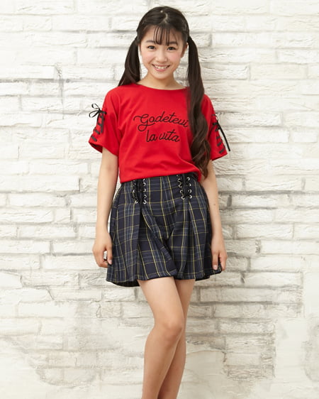 INGNI（イング） 袖レースUP・ロゴ／Tシャツ ｱｶ