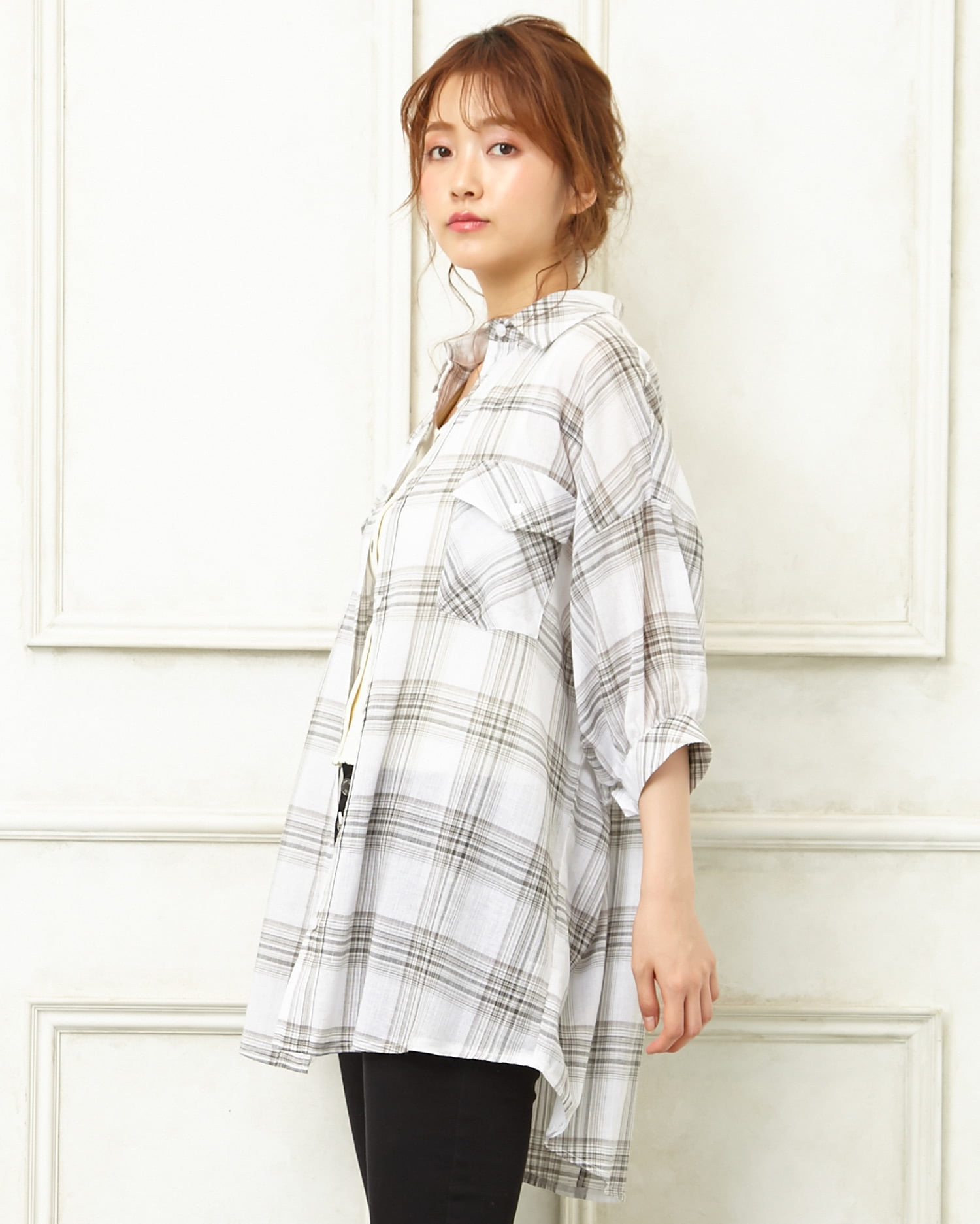 エアリーBIGチェックチュニック/シャツ|INGNI(イング) 公式通販|INGNI STORE moussy チェックチュニック100