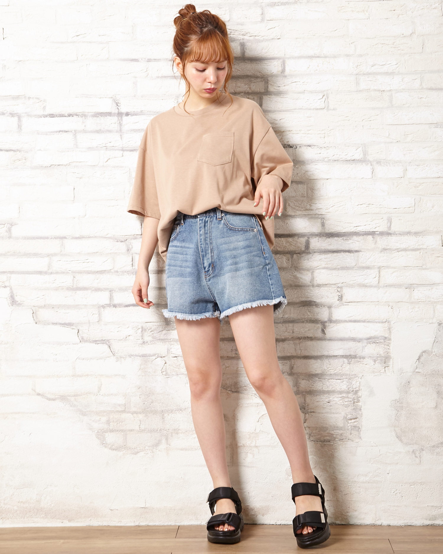 INGNIイング カットオフデニムショートパンツ デニムブルー M Mサイズ デニムショートパンツ INGNI ゴム有り インディゴ
