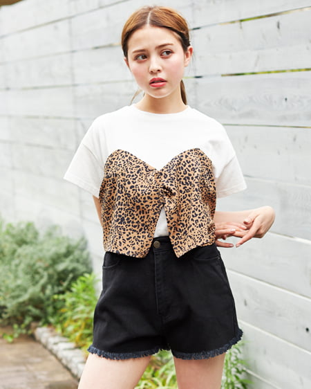 INGNI（イング） ビスチェ付Tシャツ＋カットショートパンツ／SET ﾌﾞﾗｳﾝ/ﾋｮｳ