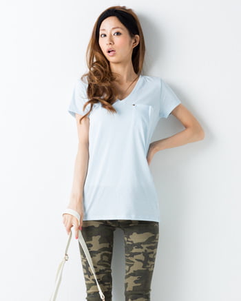INGNI(イング) VネックTシャツ ブルー