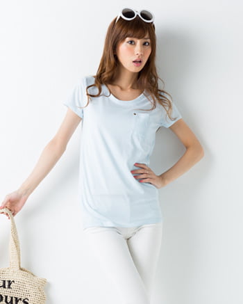 INGNI(イング) UネックTシャツ ブルー