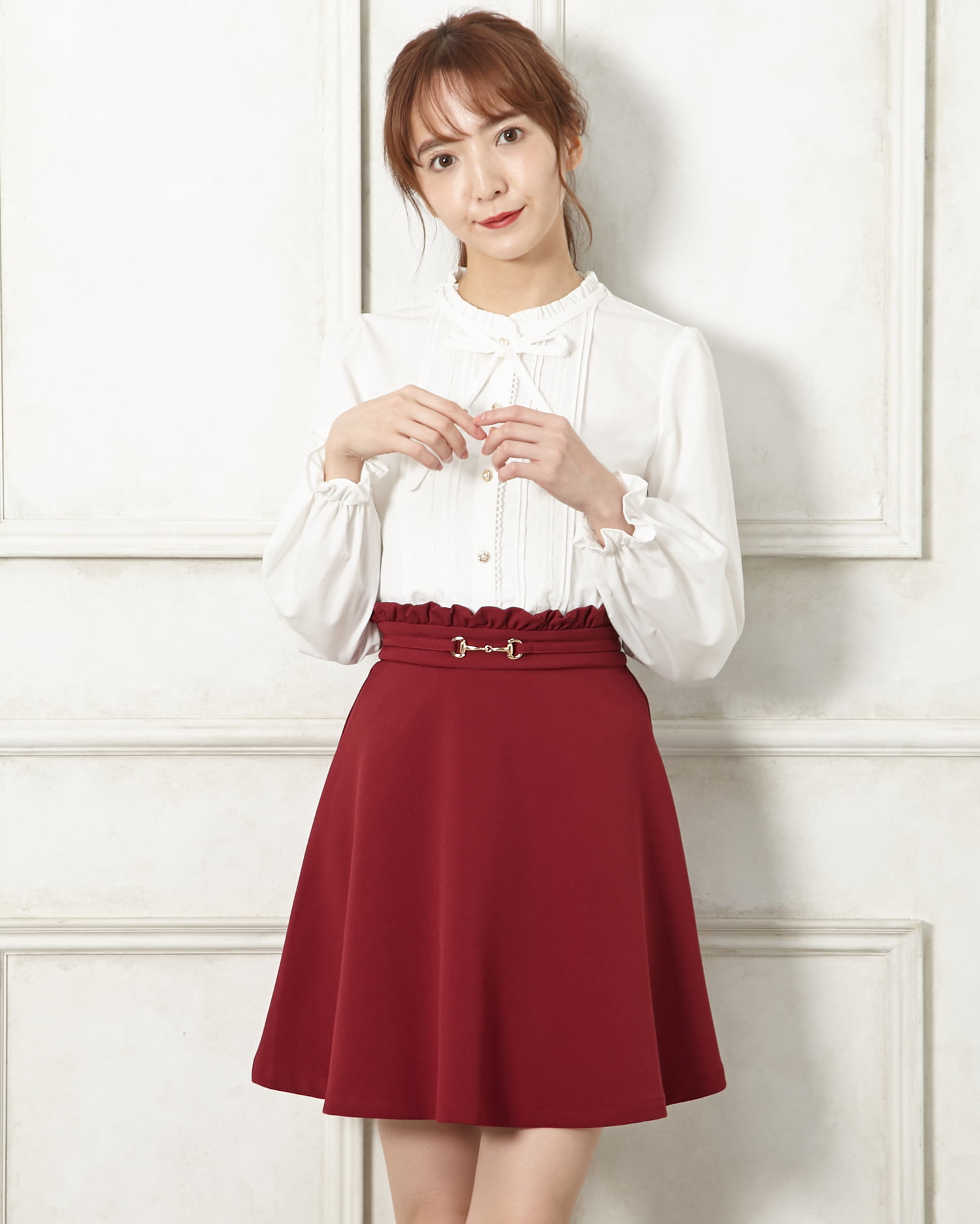 群言堂❣️未使用❣️根々❗️美品❗️ 赤 フレア巻きスカート