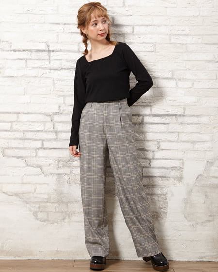 INGNI(イング) リブスクエアネック/トップス クロ