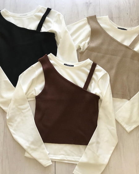 INGNI（イング） ワンショルニット＋Tシャツセット ﾌﾞﾗｳﾝ