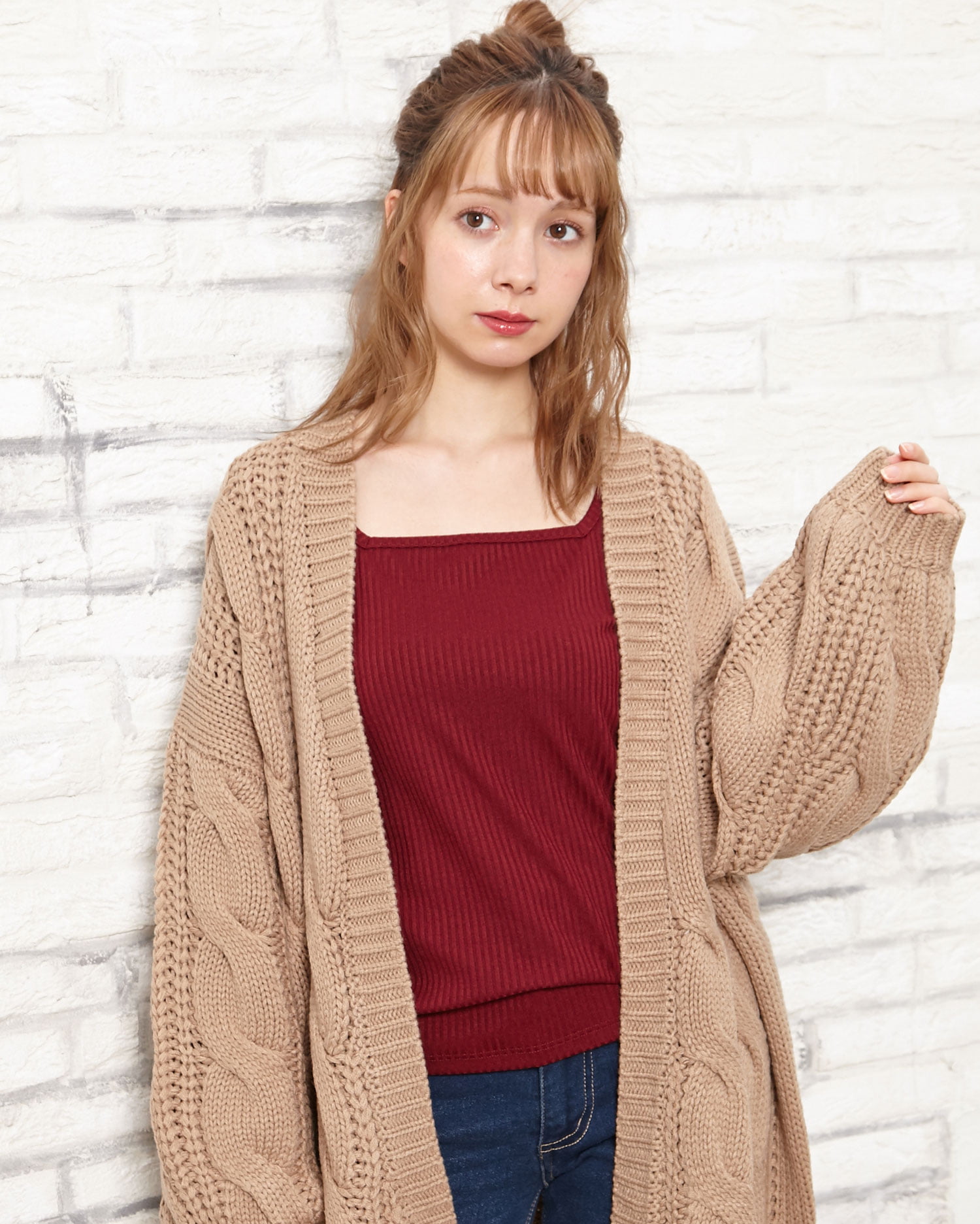 トップス SQUARE NECK RIB CARDIGAN VIAVANDA（ヴィアヴァンダ）の「SQUARE NECK RIB CARDIGAN（その他