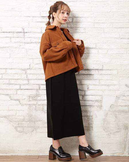 INGNI（イング） フェイクウールショートCPOシャツ ﾗｲﾄﾌﾞﾗｳﾝ