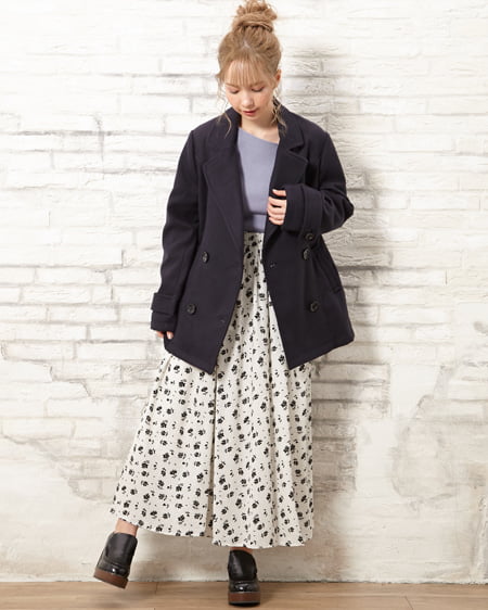 INGNI（イング） ドットフラワー柄ギャザースカート ｵﾌﾎﾜｲﾄ