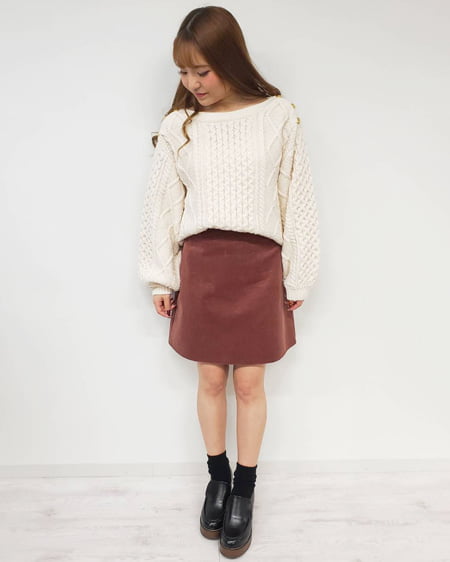 INGNI（イング） 肩ボタンケーブルニット ｱｲﾎﾞﾘｰ