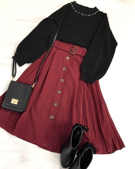 INGNI（イング） プリーツ切替ウールライクミディ／スカート ﾎﾞﾙﾄﾞｰ