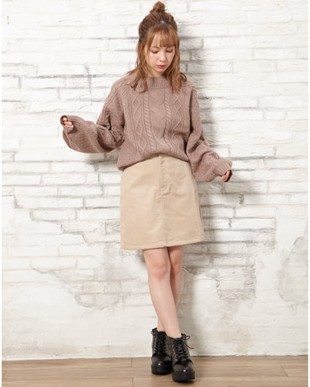 INGNI（イング） モックネックニット＋コーデュロイ台形スカート／SET ﾓｶ