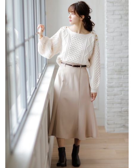 INGNI（イング） 肩ボタンケーブルニット ｱｲﾎﾞﾘｰ