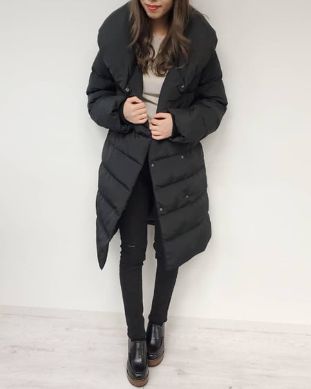 INGNI（イング） ショール襟エコダウンコート ｸﾛ